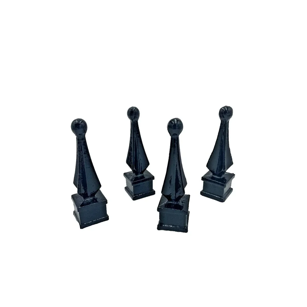 4 Glossy Black Cast Iron Fence Spear‎ Topper Finials 1
